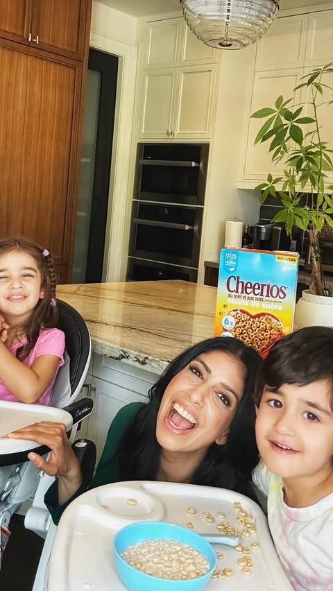 Instagram post by @poojahandatv for Cheerios. Caption reads: [...] new memories with my kids. Honey Nut....