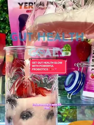TikTok post by @danarosebud for Yerba Magic. Caption reads: Probiotic Power Secrects. 🤫 500 Billion....