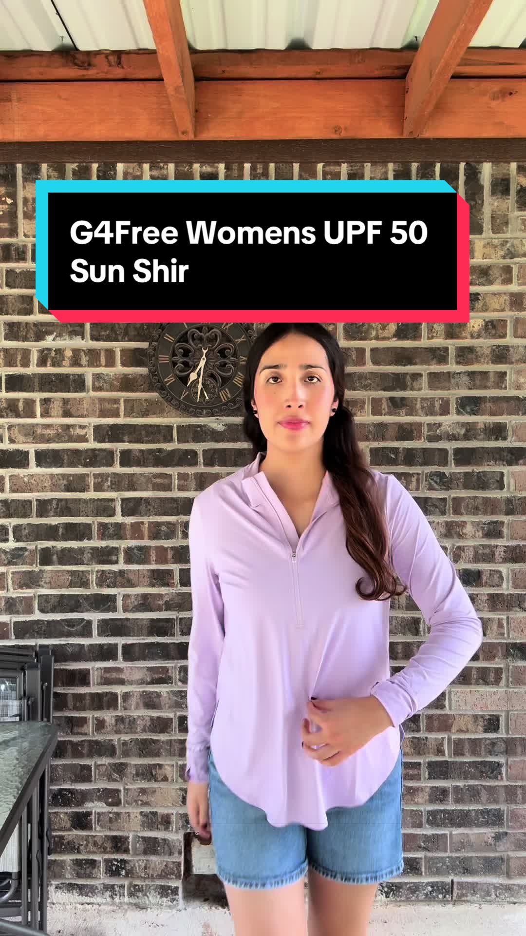 TikTok post by @mineereyna for G4Free. Caption reads: G4Free Womens UPF 50 Sun Shir @G4Free [...].