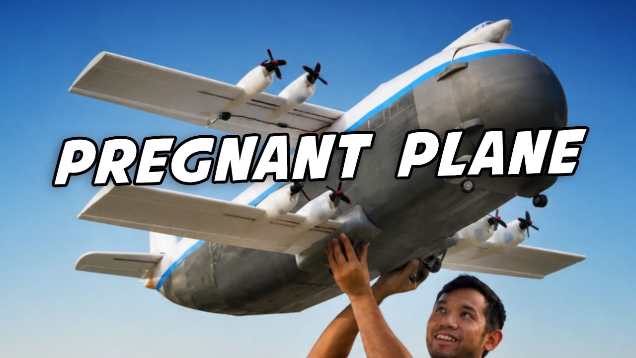 YouTube post by @PeterSripol for PCBWay3D. Caption reads: FLYING the FATest cargoplane Concept (Howard DBA).