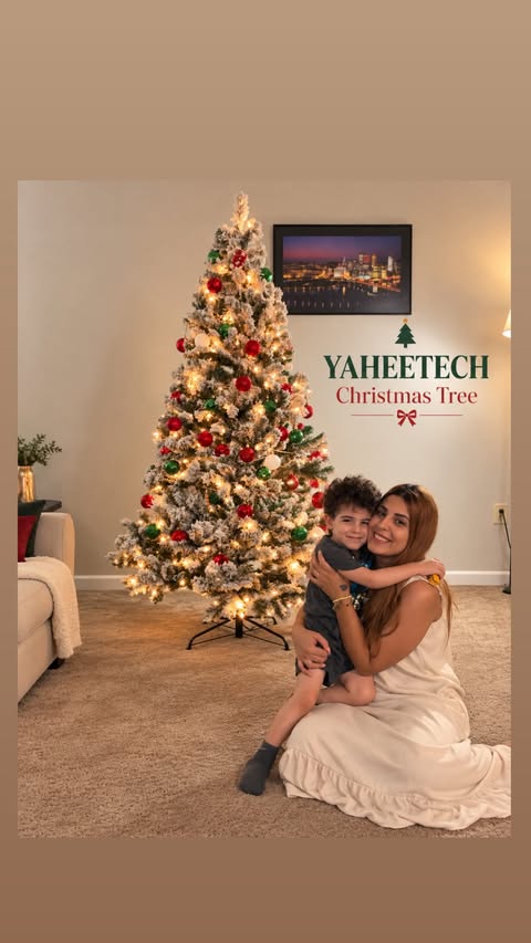Instagram post by @momlifeinusa_ for Yaheetech. Caption reads: [...] Christmas memories with our beautiful....