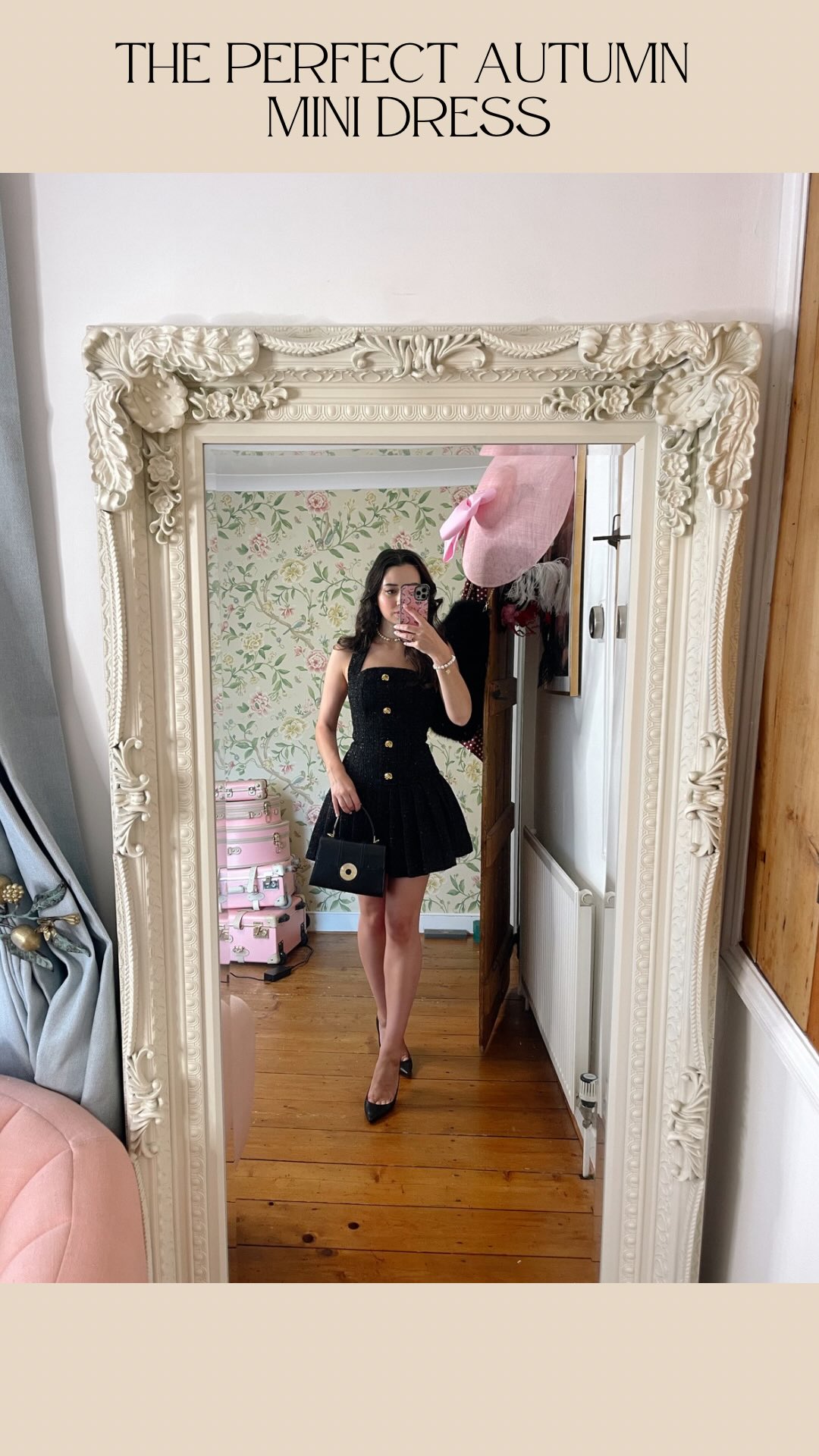 Instagram post by @hellomissjordan for Heiress Beverly Hills. Caption reads: The perfect mini dress for autumn 🖤 Obsessed with....