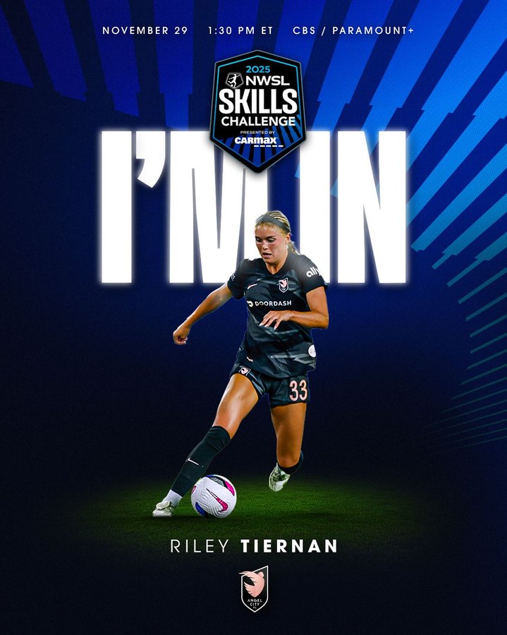 Instagram post by @rileytiernan for CarMax. Caption reads: [...] 2025 NWSL Skills Challenge
presented by....