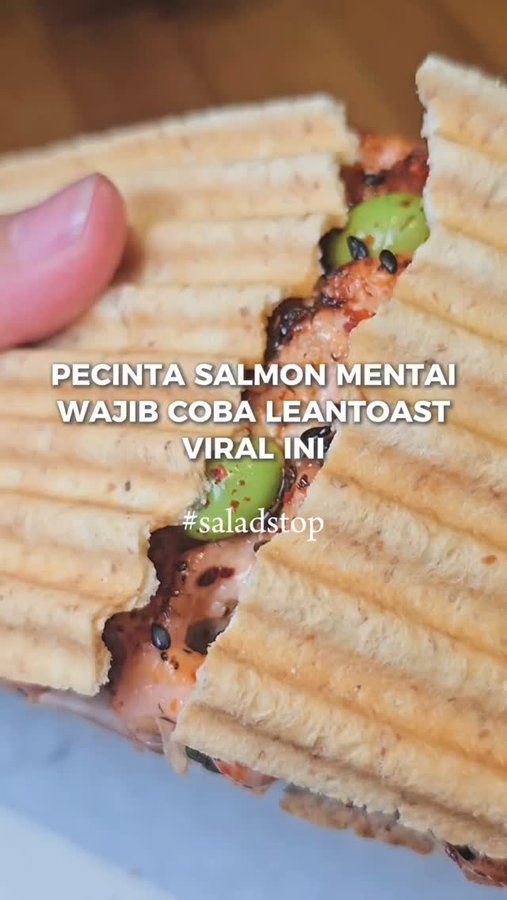 Instagram post by @mouthwateringpost for SaladStop!. Caption reads: Yang suka Salmon Mentai buruan lari ke....