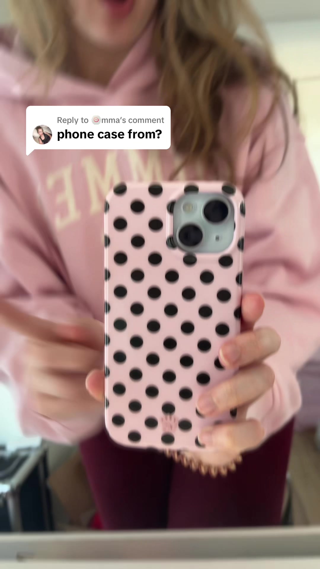 TikTok post by @alicipptdhj for VELVET CAVIAR. Caption reads: [...] this cute polka dot phone case !!....