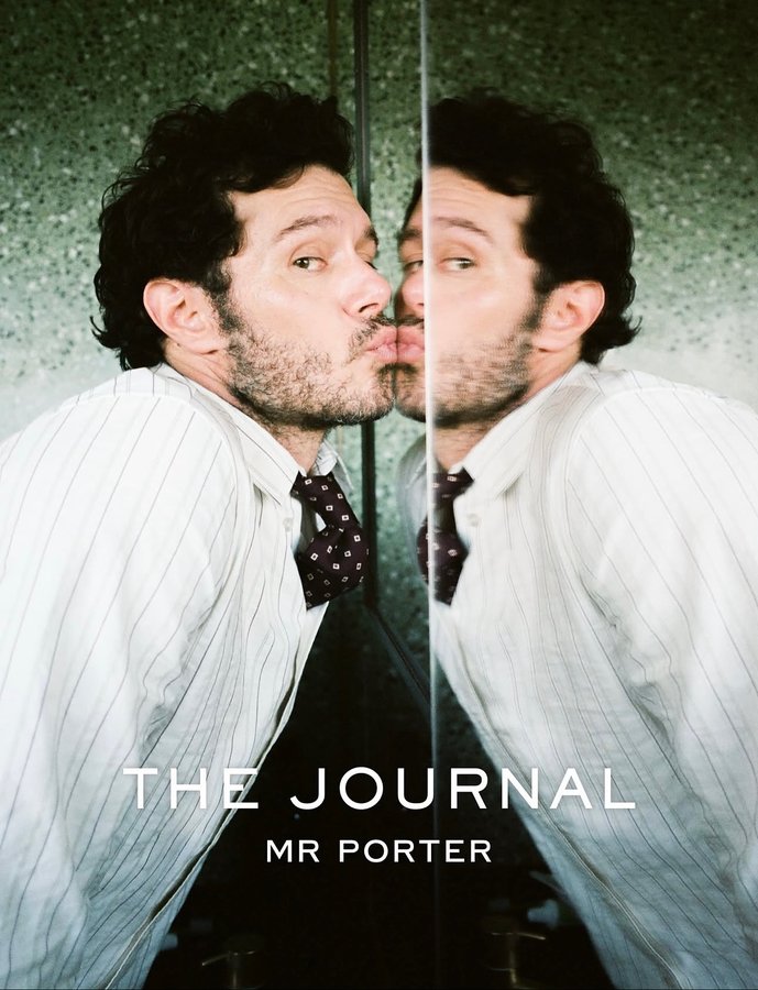 Instagram post by an influencer for MR PORTER. Caption reads: Adam Brody for @mrporter 😍 Photographer: [...].