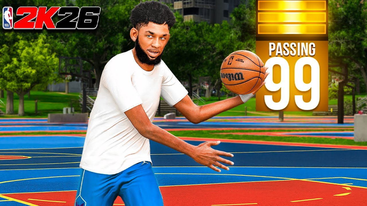 YouTube post by @BADGEPLUG for PrizePicks. Caption reads: Pass Accuracy doesn't matter on NBA 2K26?.