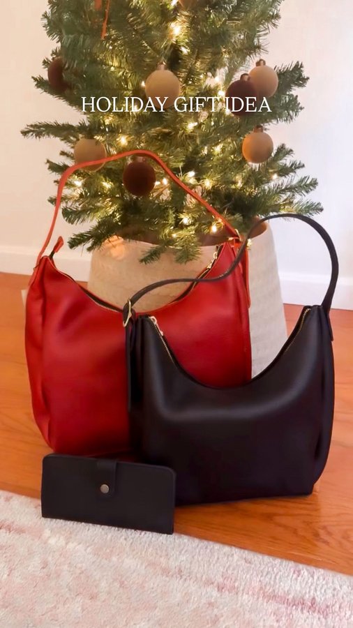 Instagram post by @confidently_carina for Portland Leather Goods. Caption reads: Like and comment BAG to get a link to the gift....