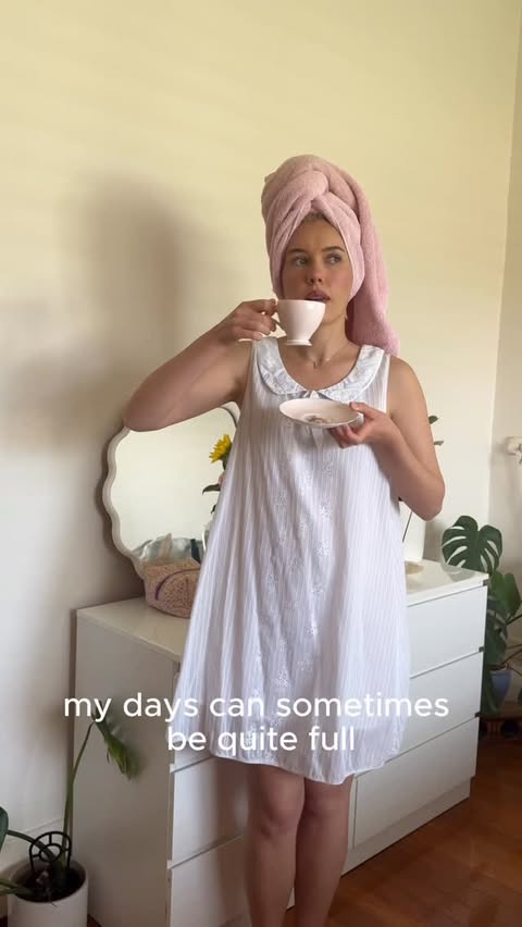 Instagram post by @grace.m.mcc for Aveda. Caption reads: GRWM for day to night with @aveda Miraculous Oil ✨....