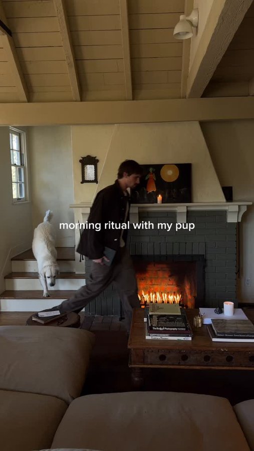 Instagram post by @ethangaskill for The Farmer's Dog. Caption reads: mornings with her 🖤 @thefarmersdog #TFDpartner....