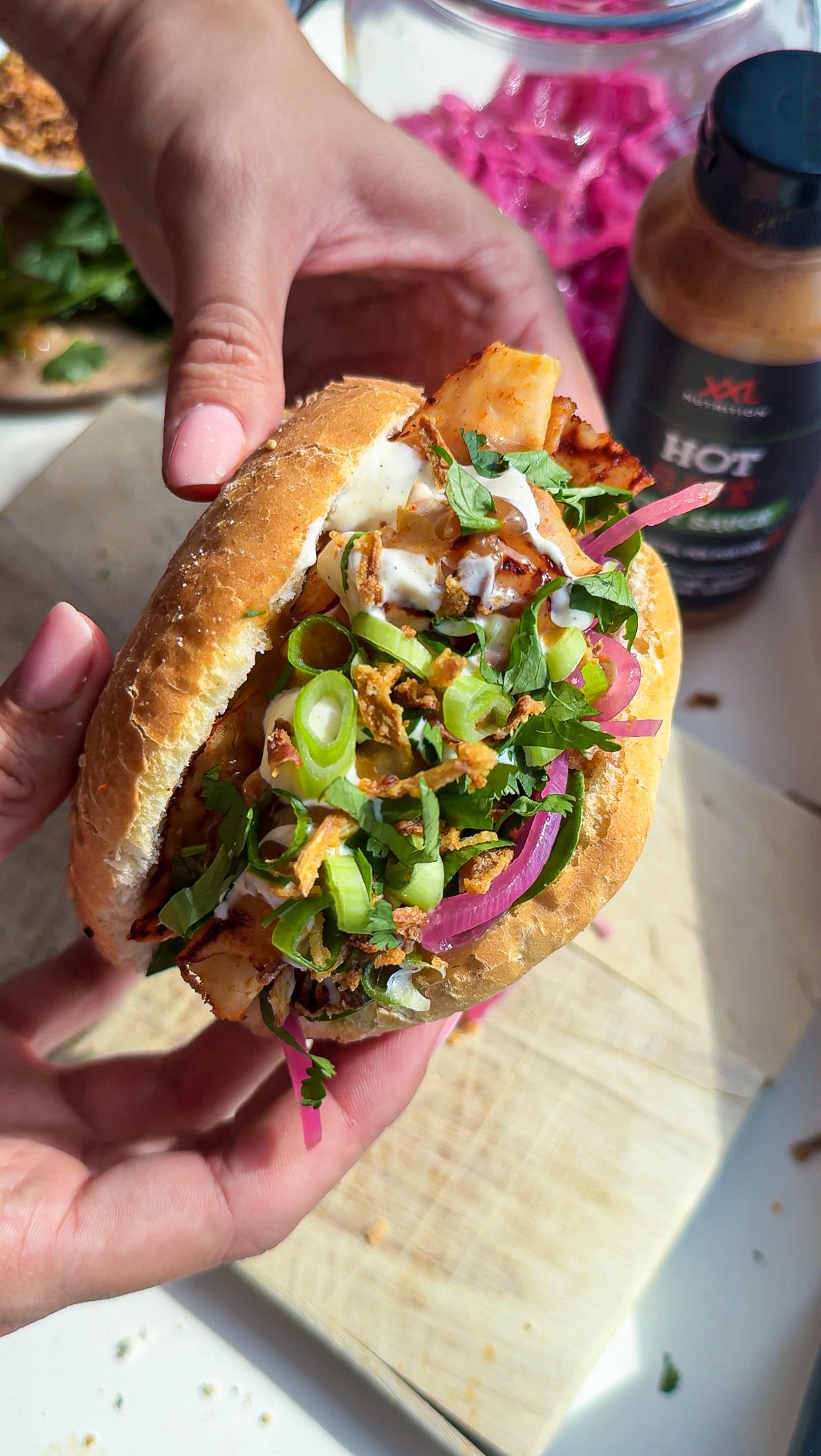 Instagram post by @thamargoesbananas for XXL Nutrition. Caption reads: 𝐓𝐮𝐫𝐤𝐬 𝐛𝐫𝐨𝐨𝐝𝐣𝐞 𝐩𝐢𝐭𝐭𝐢𝐠𝐞....