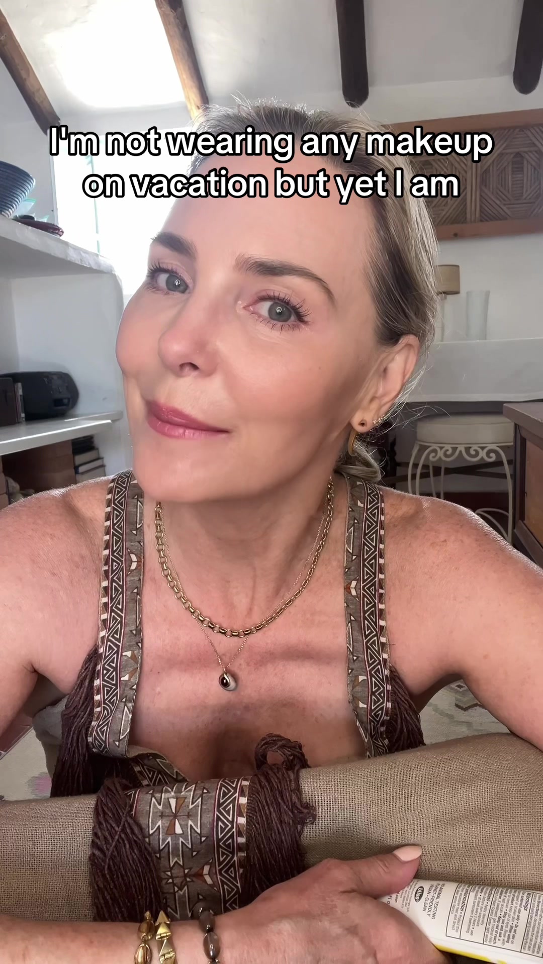 TikTok post by @carmindy_beauty for Bliss World. Caption reads: My vacation no-makeup makeup look! @Bliss World....