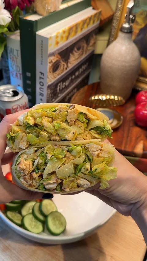 Instagram post by @chacekitchen for Diet Coke. Caption reads: Buffalo chicken Caesar sal wrap with a crispy....
