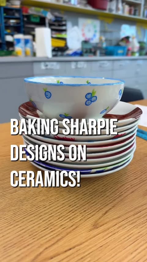 Instagram post by @art_at_stjoes for Sharpie. Caption reads: [...] piece of art, which is the plate they....