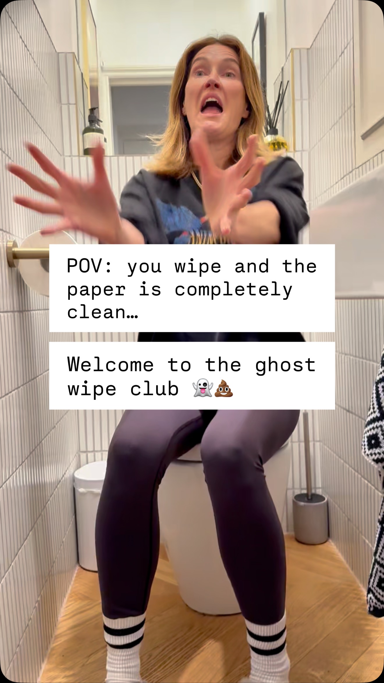 Instagram post by @emma.bardwell for Myota. Caption reads: AD 👻💩 The ghost-wipe club

AKA: when wiping…....