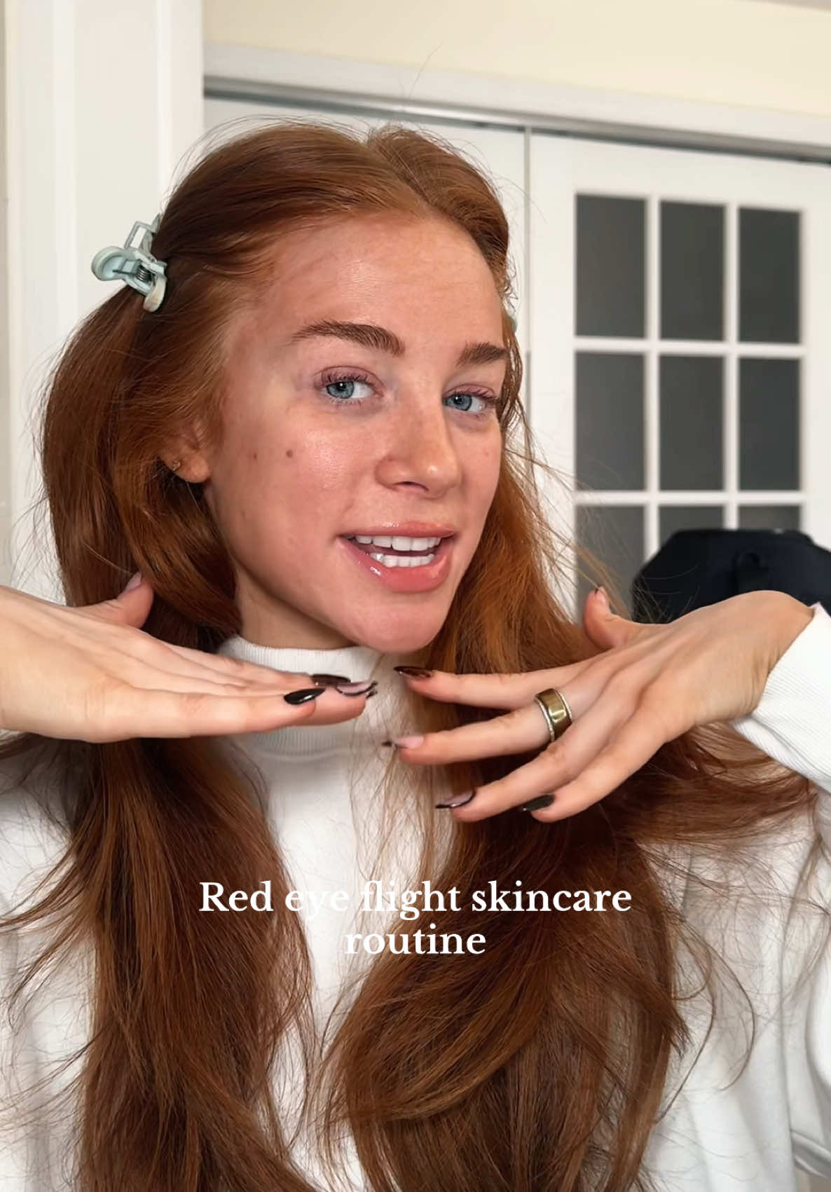 TikTok post by @achendricks for DERMA•E. Caption reads: If you’re not doing your skincare before a flight....