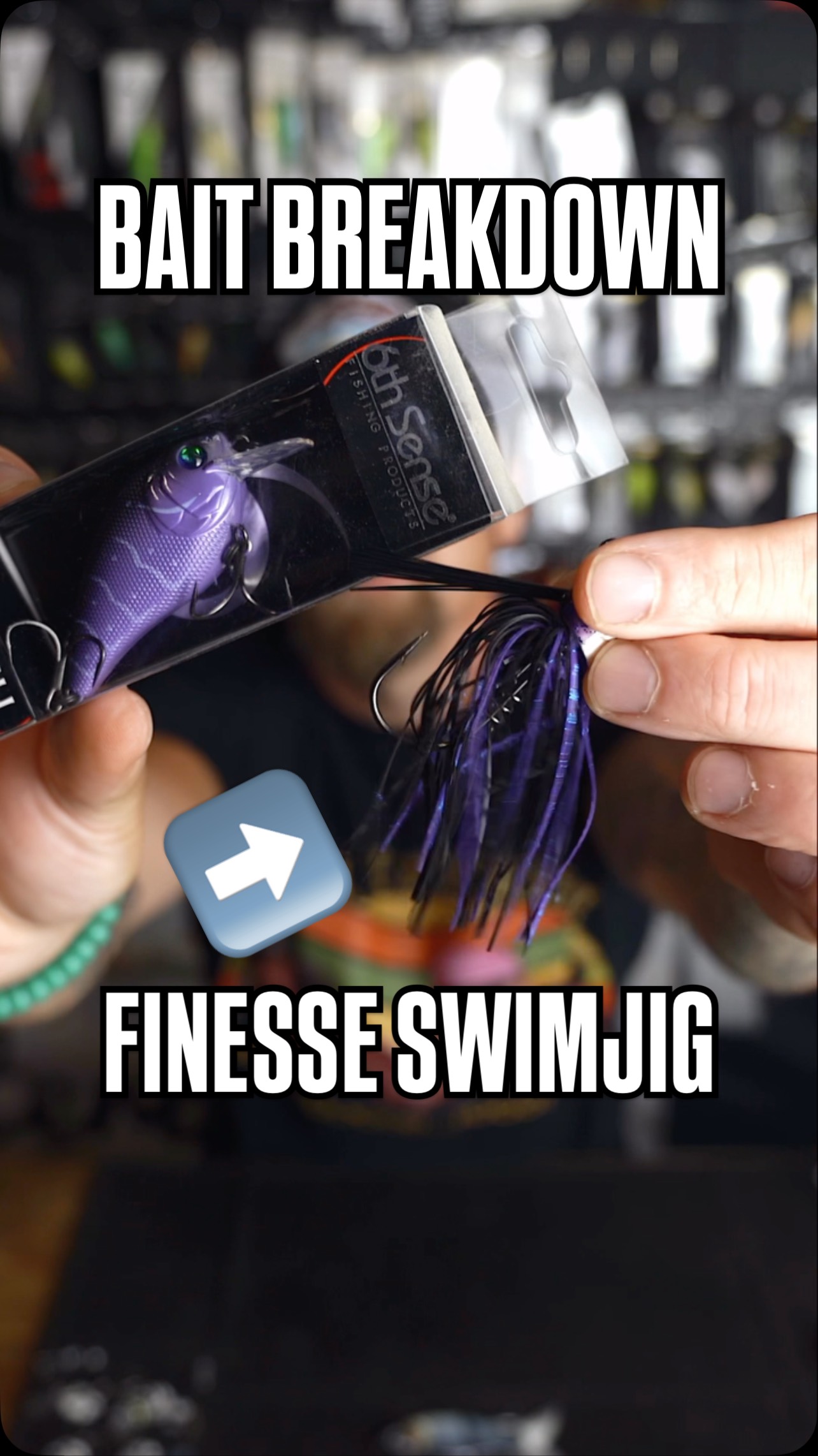 Instagram post by @thejustinroyal for 6th Sense Fishing. Caption reads: The Konda Finesse Swimjig is my go-to compact....