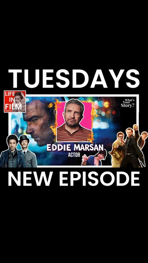 Instagram post by @lifeinfilmpod for BetterHelp. Caption reads: What’s Your Story - Actor Eddie Marsan? LIFE IN....