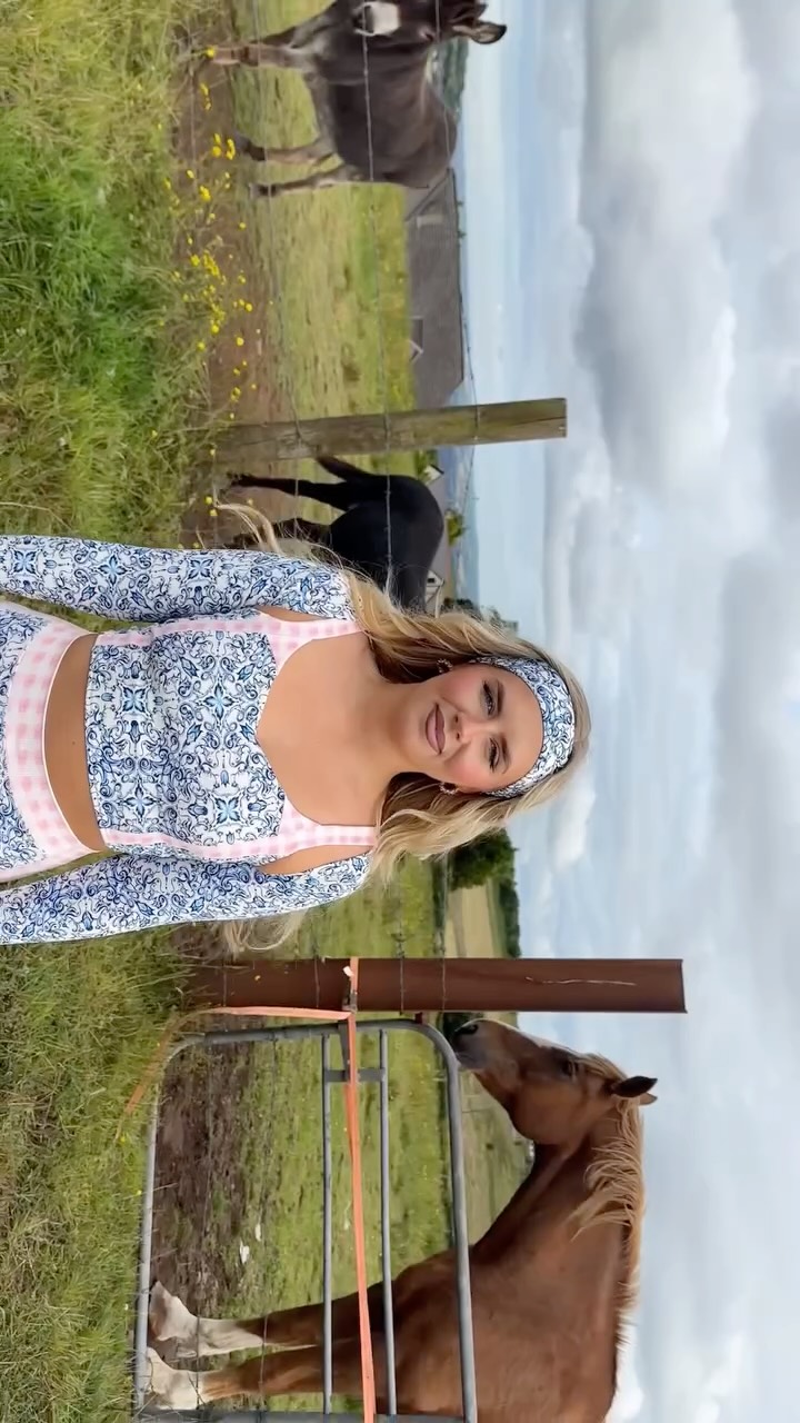 Instagram post by @deirbhilekelly for Astoria Activewear. Caption reads: Astoria girl, Belfast street🌎☘️💕🫐🦋🥰....