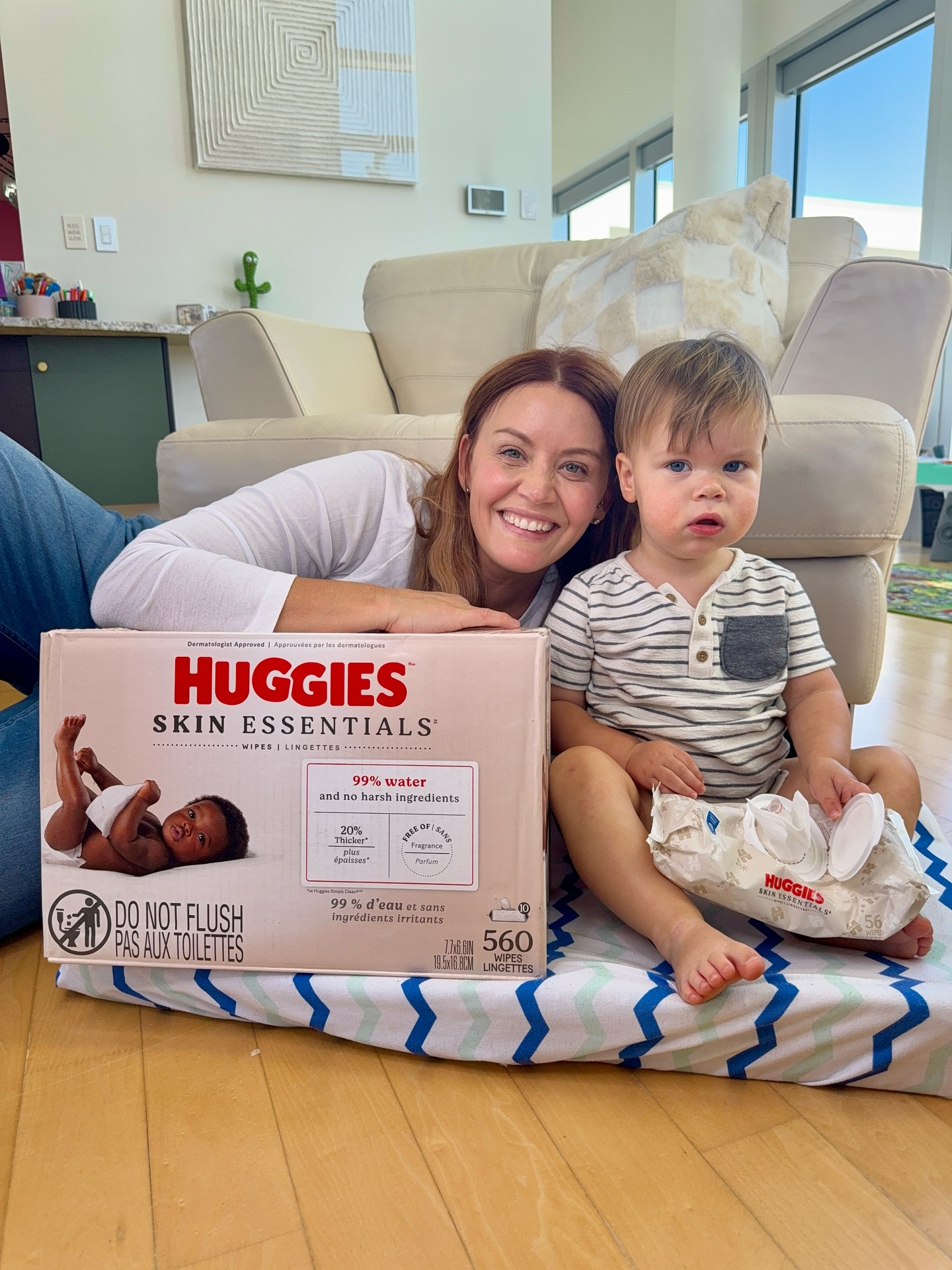 Instagram post by @thegetupmama for Huggies. Caption reads: #ad #HuggiesPartner Diaper duty just got a whole....