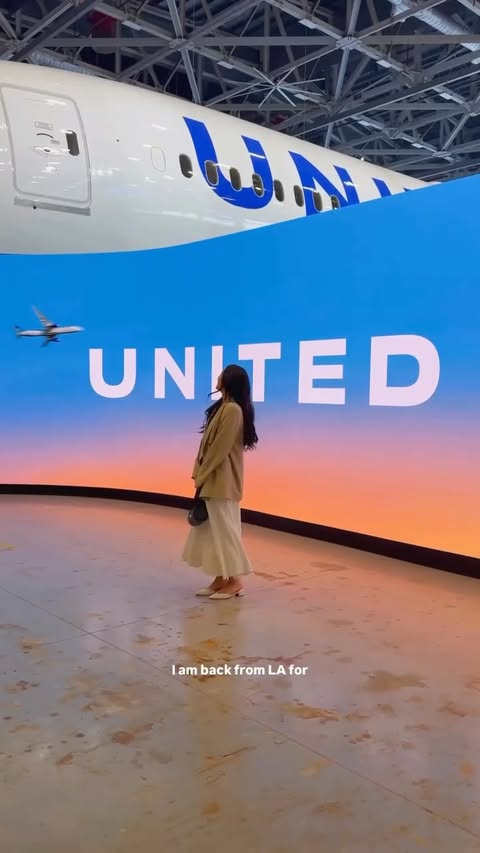 Instagram post by @cherrielynn for United Airlines. Caption reads: pov: airplane wi-fi actually works 👀✈️ @united....