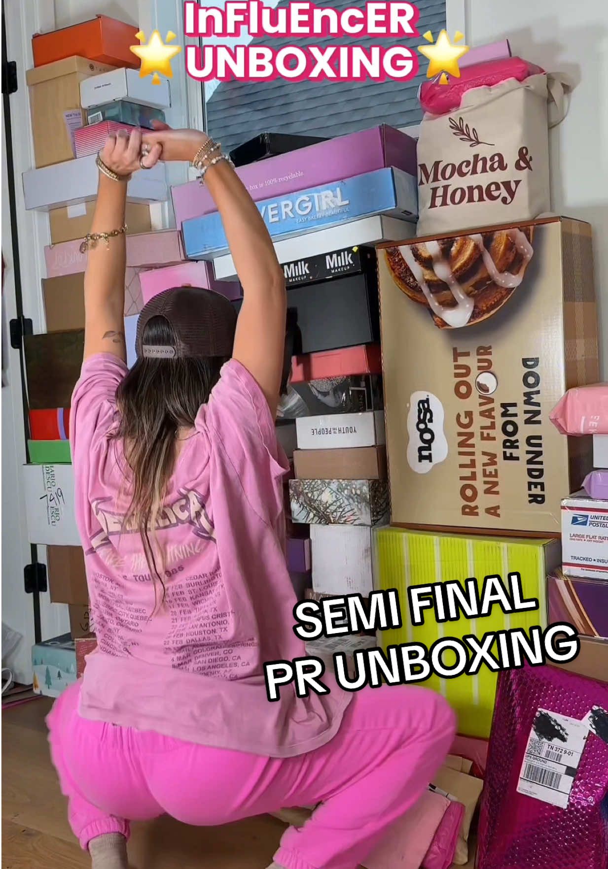 TikTok post by @queenofgettingbanned for FarmacyBeauty. Caption reads: SEMIFINAL “massive PR unboxing”🌟🫣 ONLY ONE MORE....
