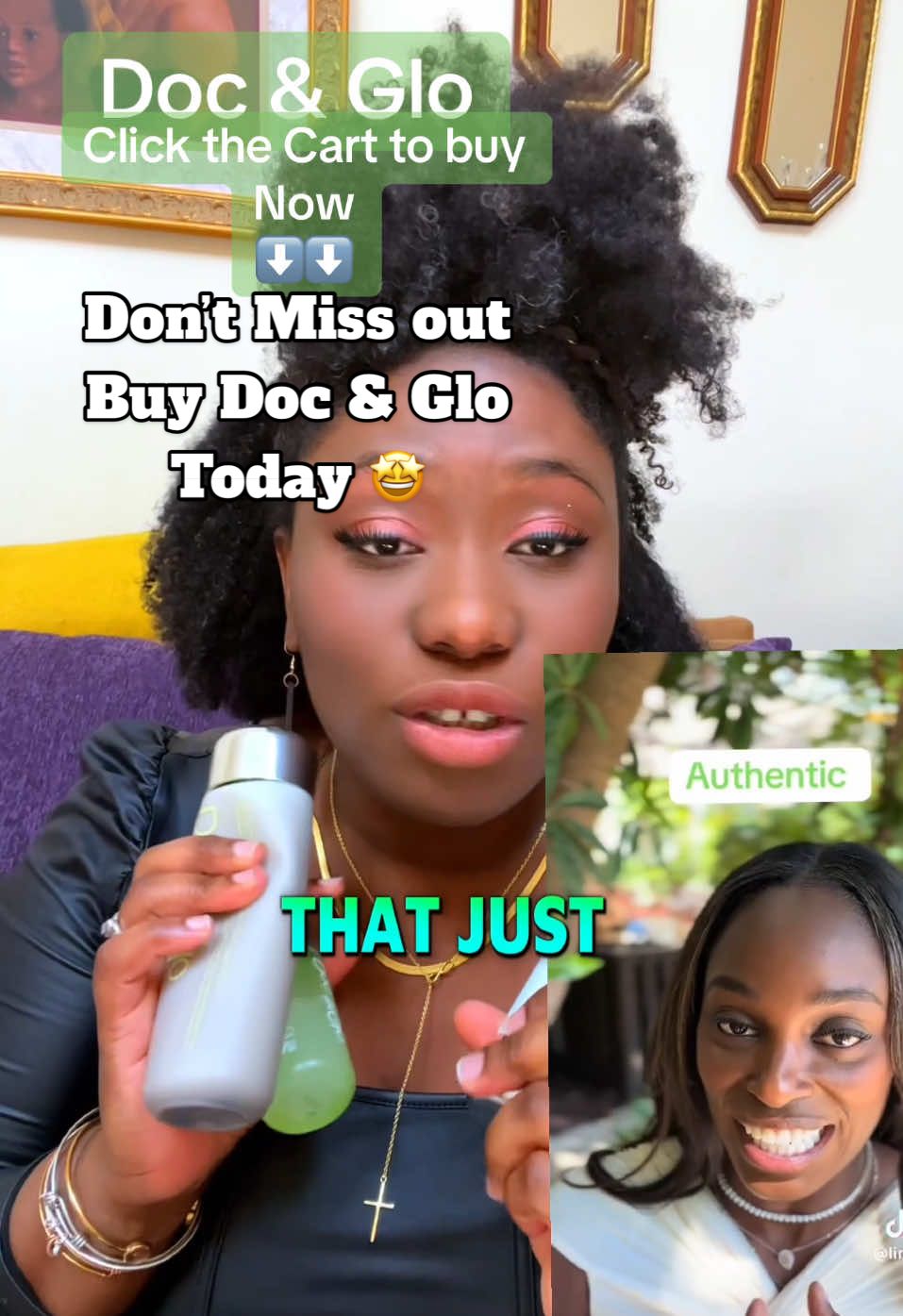 TikTok post by @anointedgina for Doc & Glo. Caption reads: #creatorsearchinsights  Suggested title and....