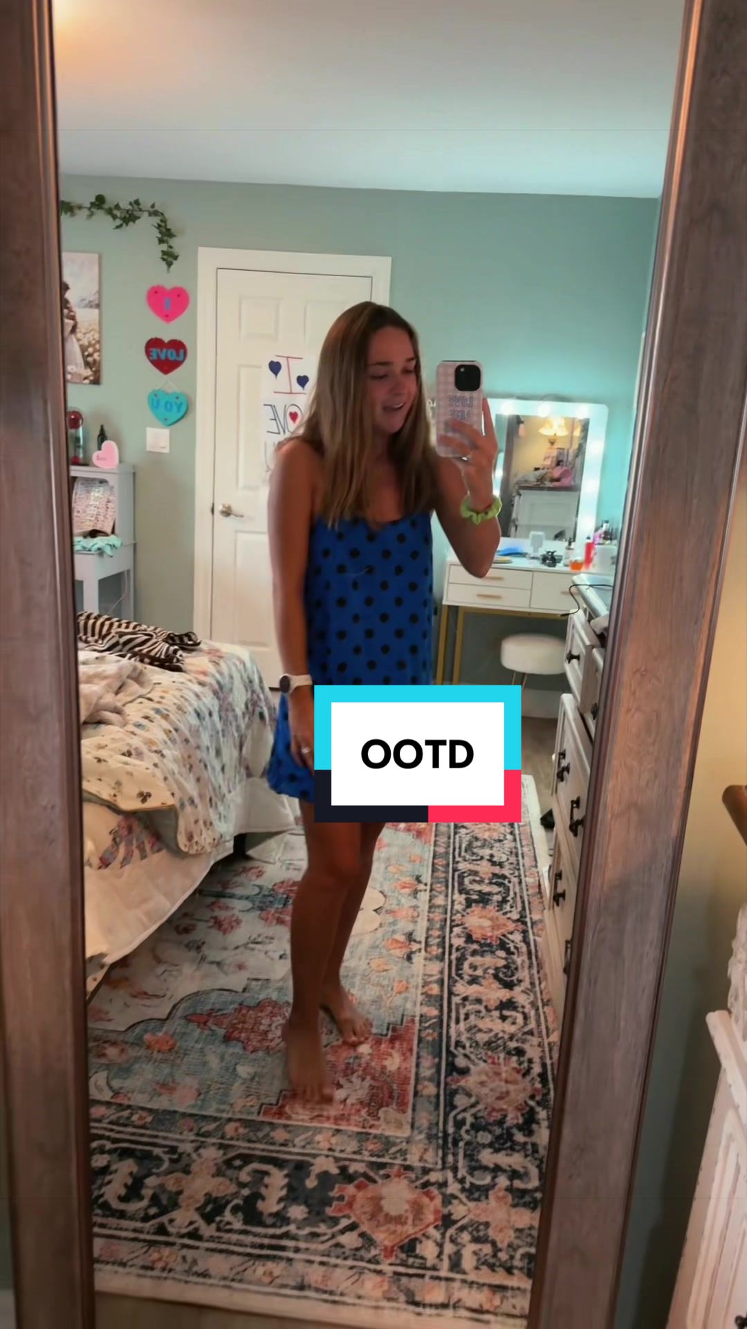 TikTok post by @keely_perry for Uaneo. Caption reads: [...] #ootd #dresswithromper #minidressinspo....