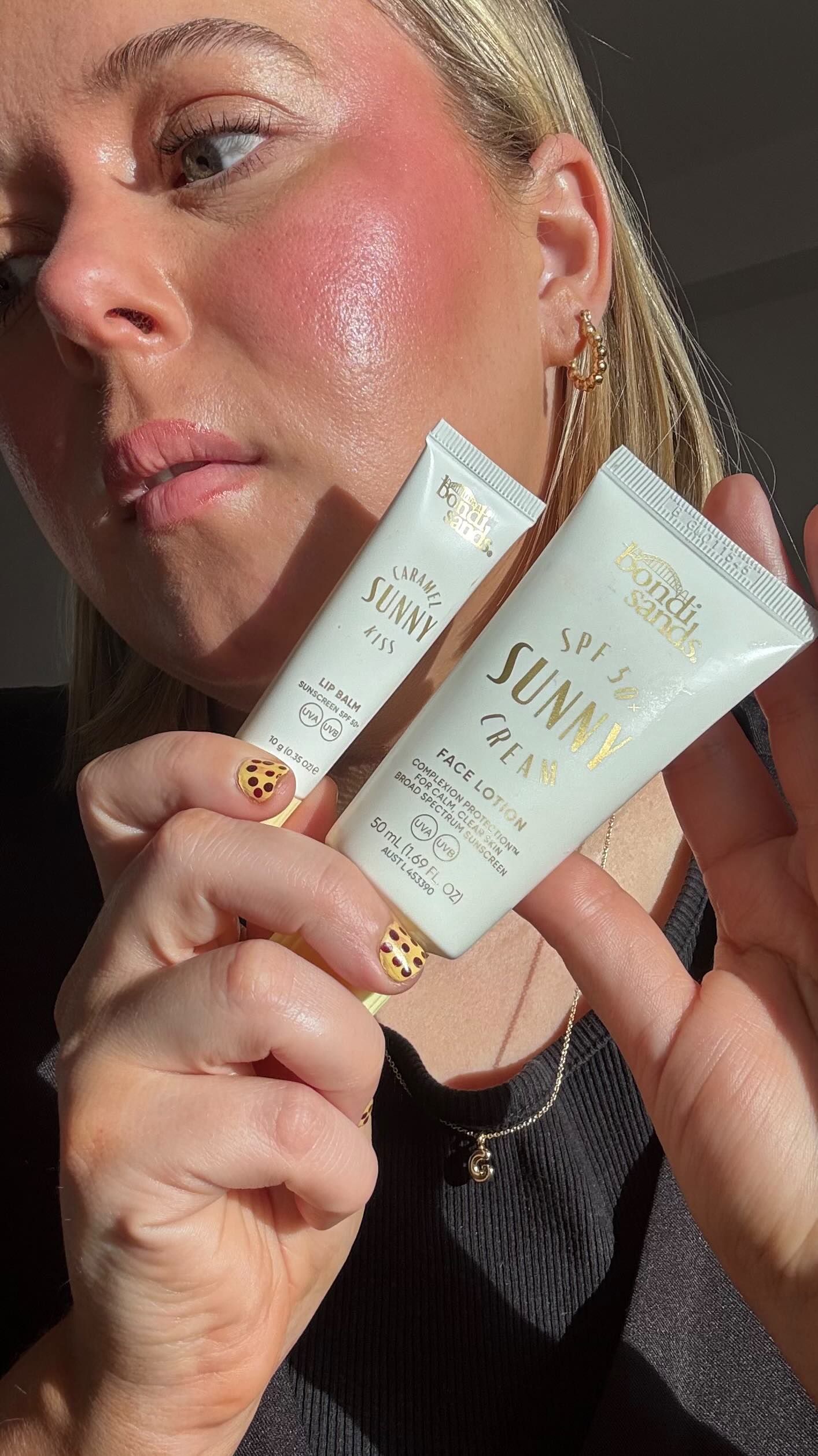 Instagram post by @gracemarievlcek for Bondisands. Caption reads: You know that feeling when your makeup just....