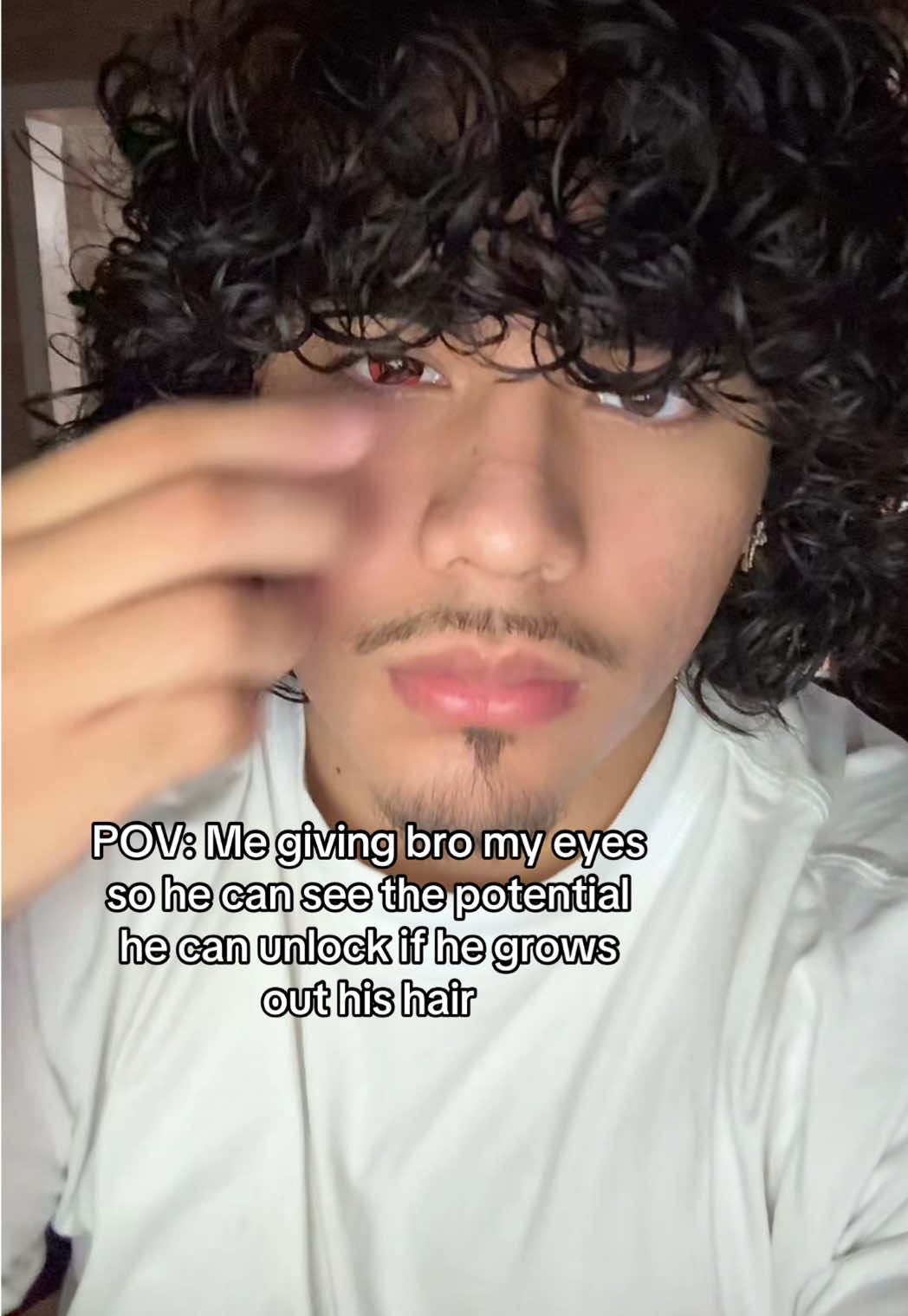 TikTok post by @frizznotrizz for TTDeye. Caption reads: Just let it grow. Sharingan Contacts  from @TTDeye....