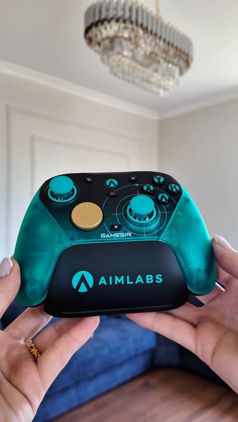 Instagram post by @tika.creator for GameSir. Caption reads: Level up your game with the GameSir 8K PC Aimlabs....
