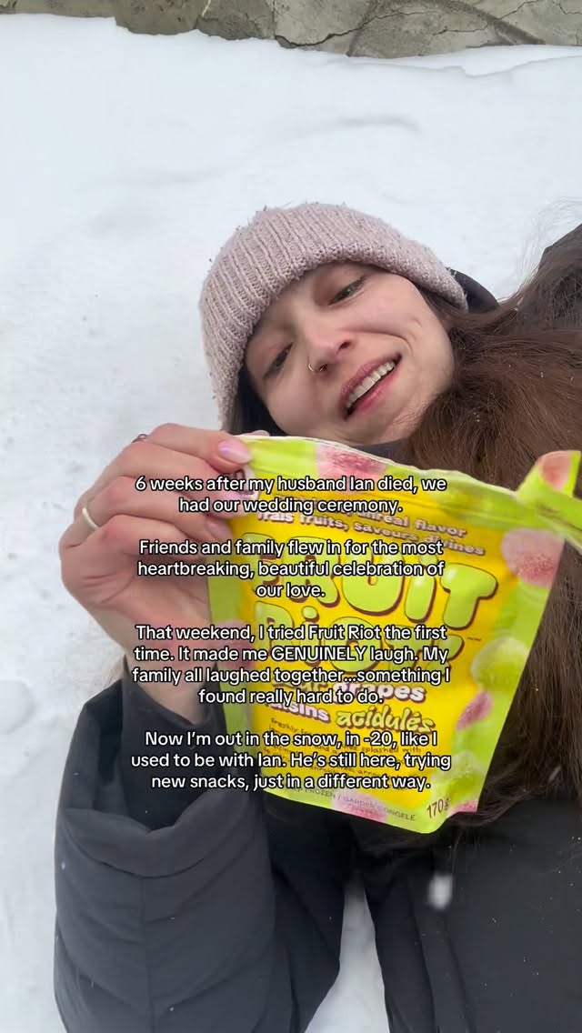 Instagram post by @thatgrlhannah for Real Canadian Superstore. Caption reads: [...] 💜😭 can buy Fruit Riot at....
