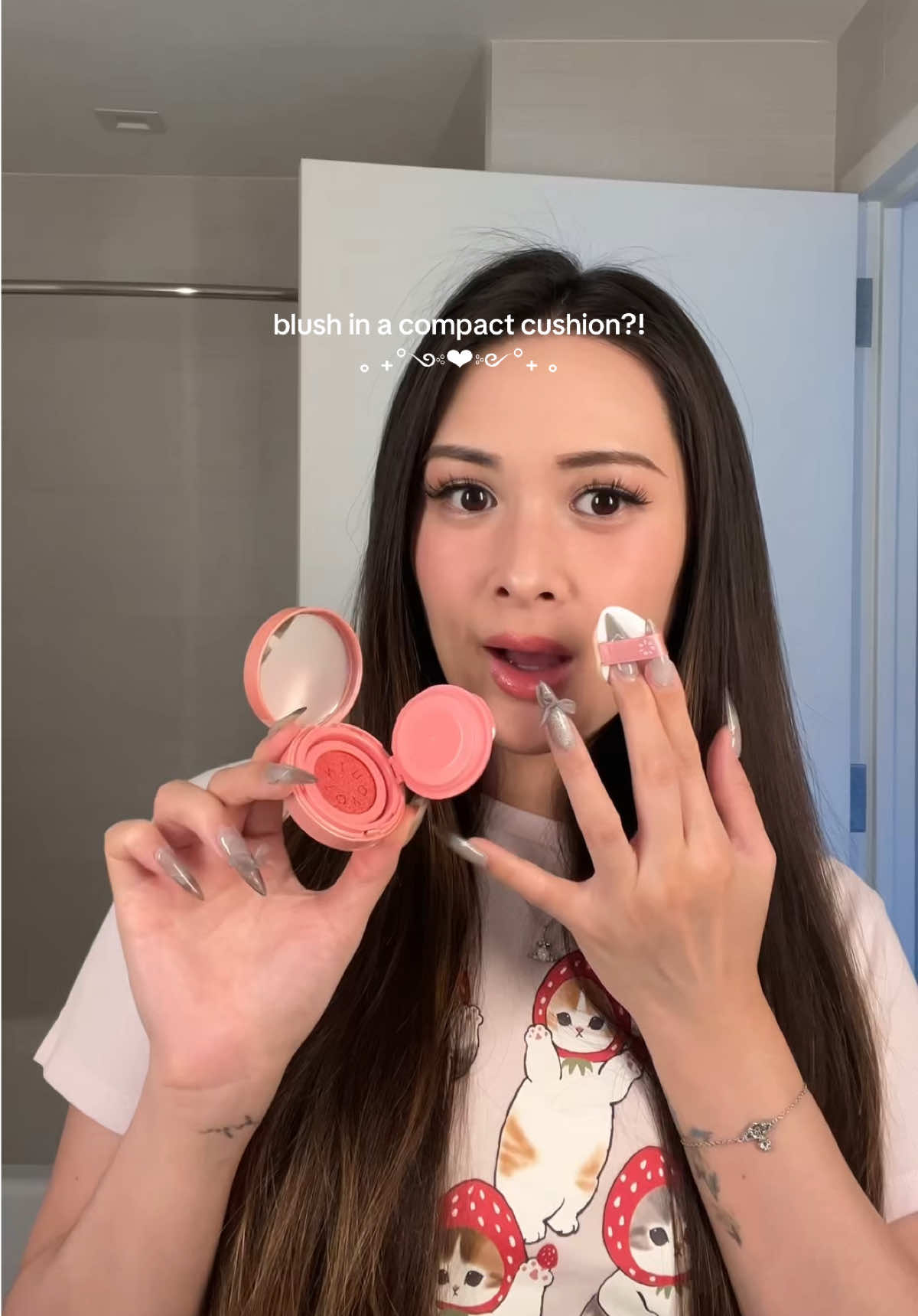 TikTok post by @christineekwan for INTO YOU. Caption reads: into you cushion blush in shade cb04 sunlit peach....