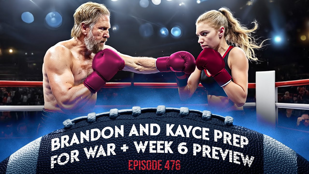 YouTube post by @UnnecessaryRoughness for Pork Rinds. Caption reads: BRANDON AND KAYCE PREP FOR WAR + WEEK 6 PREVIEW.