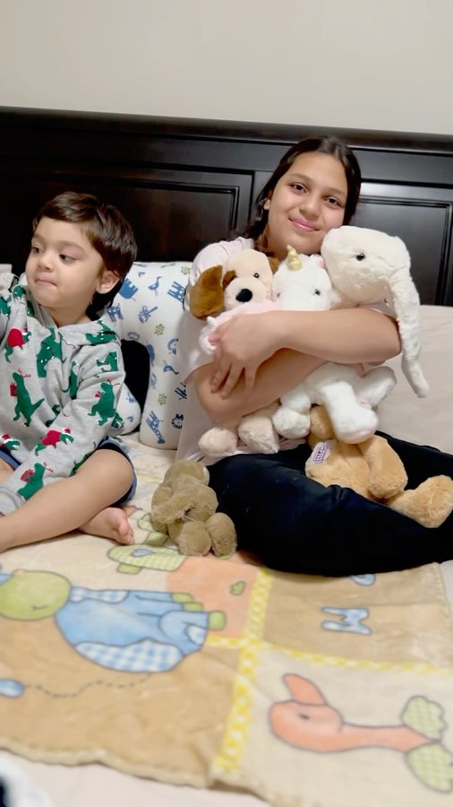 Instagram post by @azka_ghaniya for Stuffedanimals. Caption reads: {AD} The world’s Softest plushies are out for....