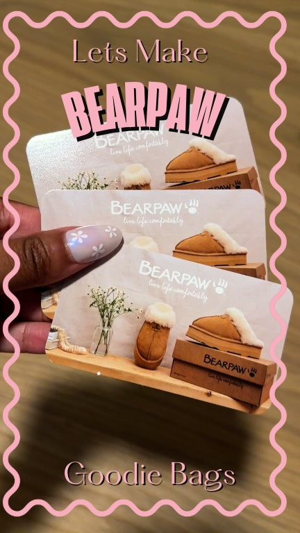 Instagram post by @olliviamayberryy for BEARPAW. Caption reads: Let’s make some BEARPAW goodie bags for campus....