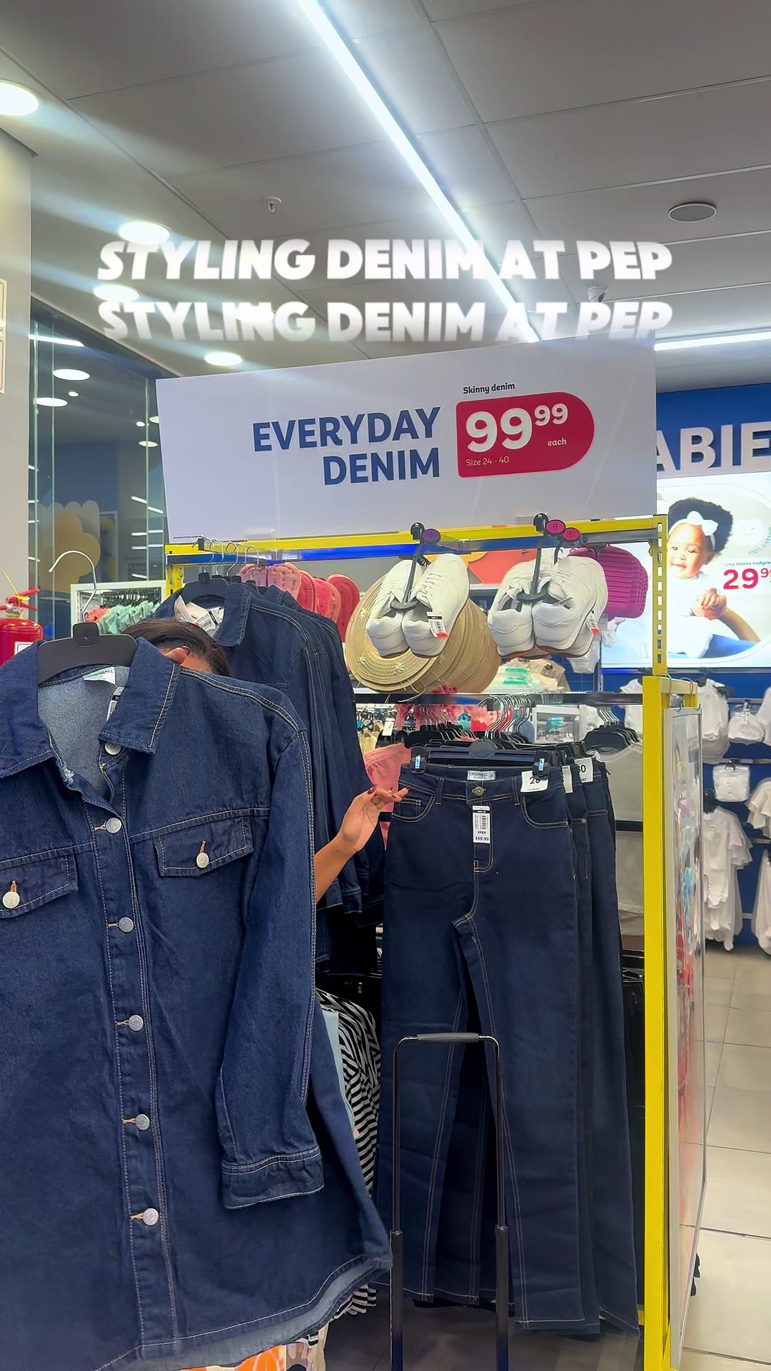 TikTok post by @lez.emang for PEP Malawi. Caption reads: Serving up classic denim energy for today's looks....