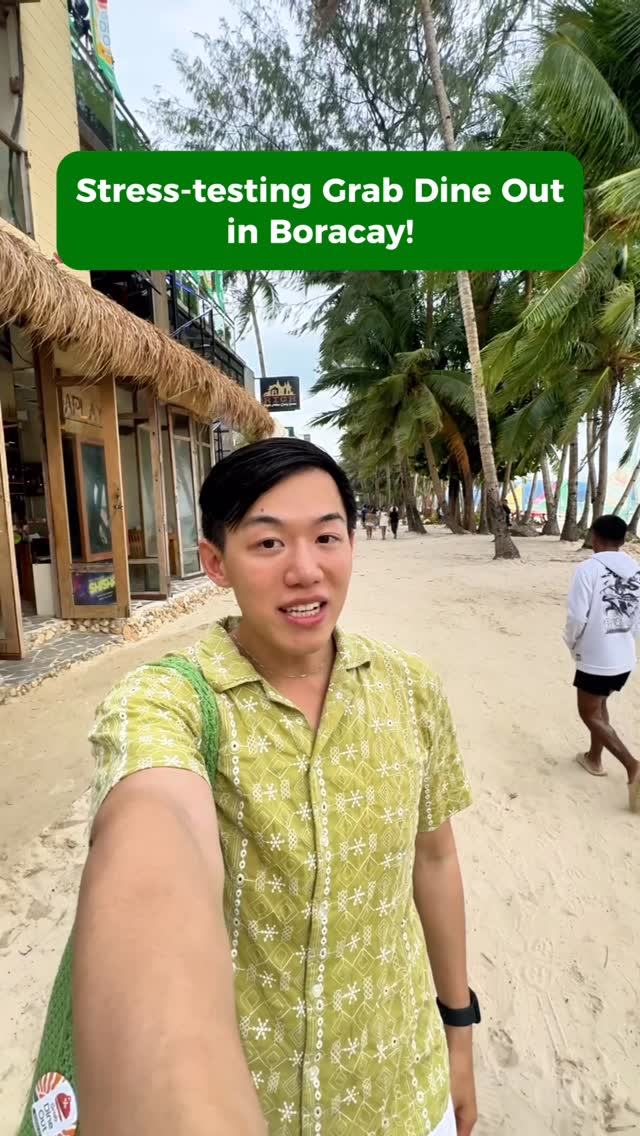 Instagram post by @jaxreyes_ for gRAB. Caption reads: Grab Dine Out is now available in Boracay, get up....