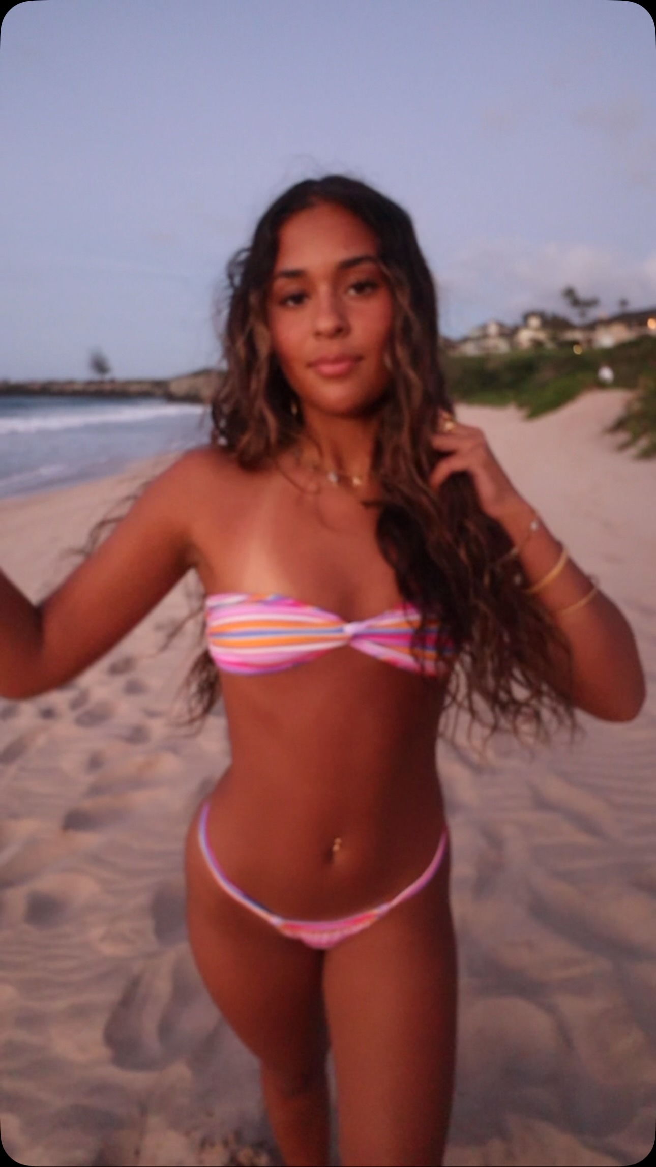 Instagram post by @kingsley.basurto for Bright Swimwear. Caption reads: just another bikini post😊 @brightswimwear.