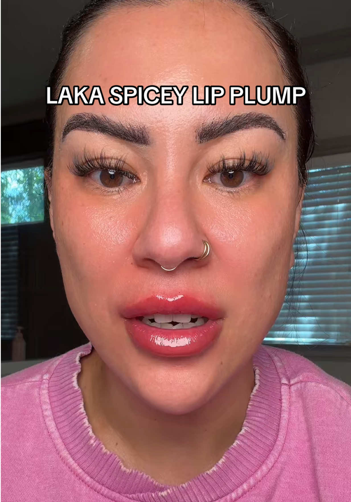 TikTok post by @theanitamiron for LAKA. Caption reads: This is lip 👄 maxing! @Laka US....
