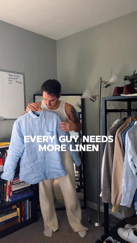 Instagram post by @markghowland for Proper Cloth. Caption reads: Your sign to get more linen! Thanks to....