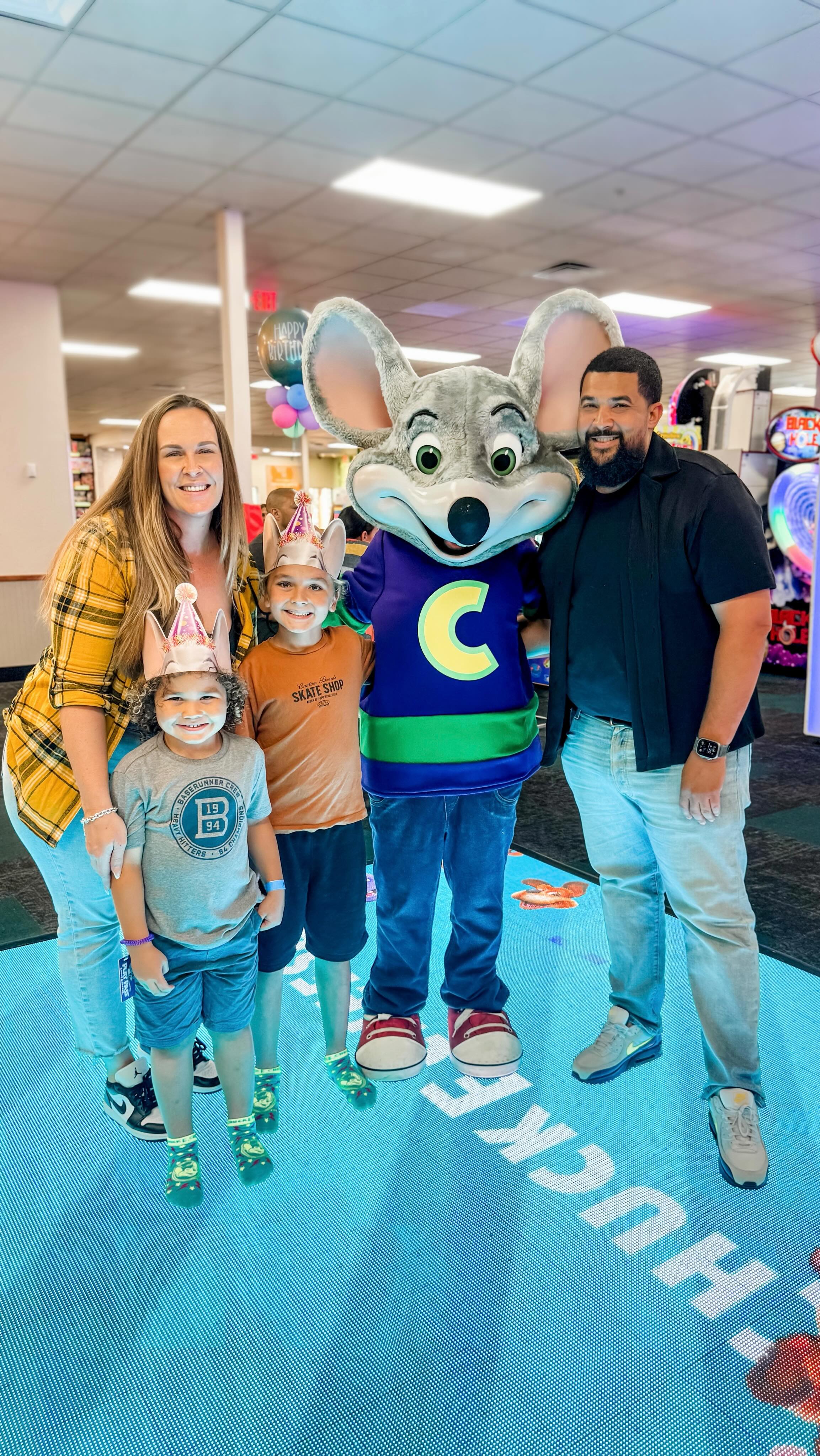 Instagram post by @themodishmama for Chuck E. Cheese. Caption reads: ✨ Summer might be over, but the fun has just begun....