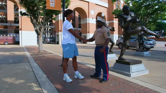 Instagram post by @iamethandavis for Marines. Caption reads: I had an awesome opportunity to interview a Marine....