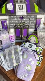 Instagram post by @wildassbihh for Hello Bello. Caption reads: [...] so are our diapers 🪲🧃👻 💜💚🖤🤍....