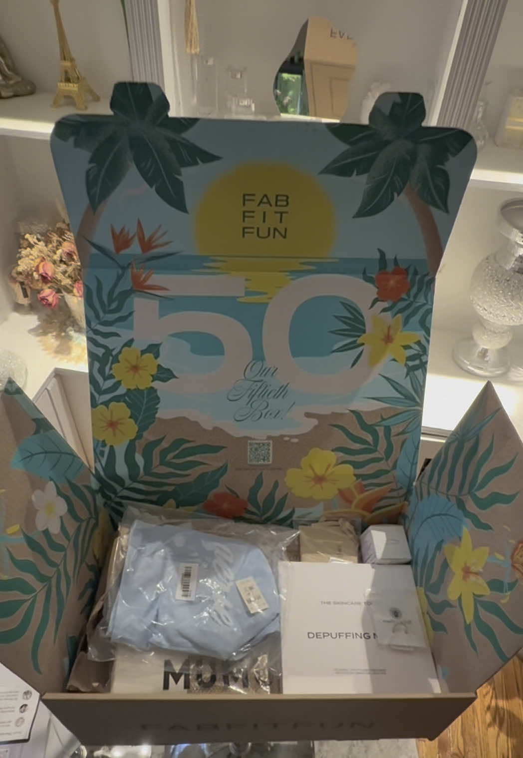 TikTok post by @belluccia for FabFitFun. Caption reads: my favorite subscription box 🤍 @FabFitFun....