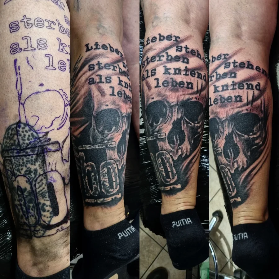 Instagram post by @tattoo_by_zille for Dynamic Color. Caption reads: [...] @per4store @inkbooster @dynamiccolor....