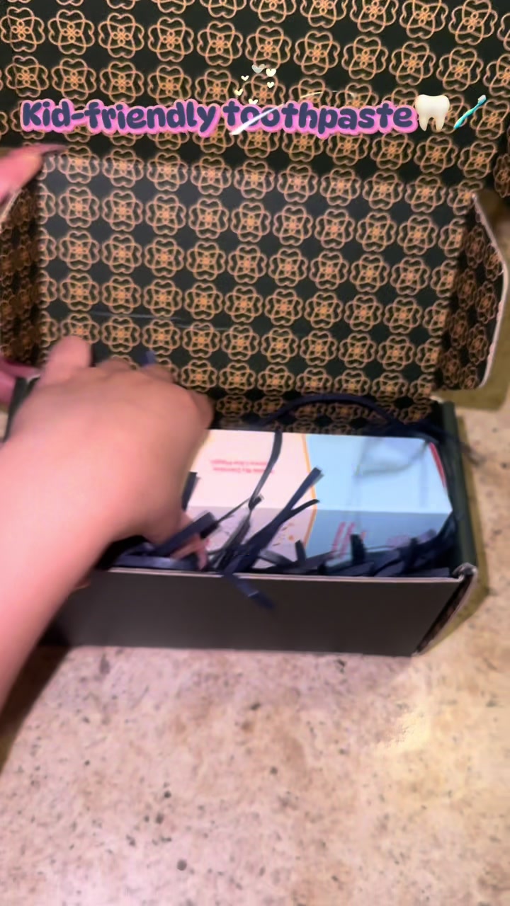 TikTok post by @jackiereyes for ENML Toothpaste Tabs. Caption reads: @ENML Toothpaste Tabs 🩵🪥 #toddlersoftiktok [...].