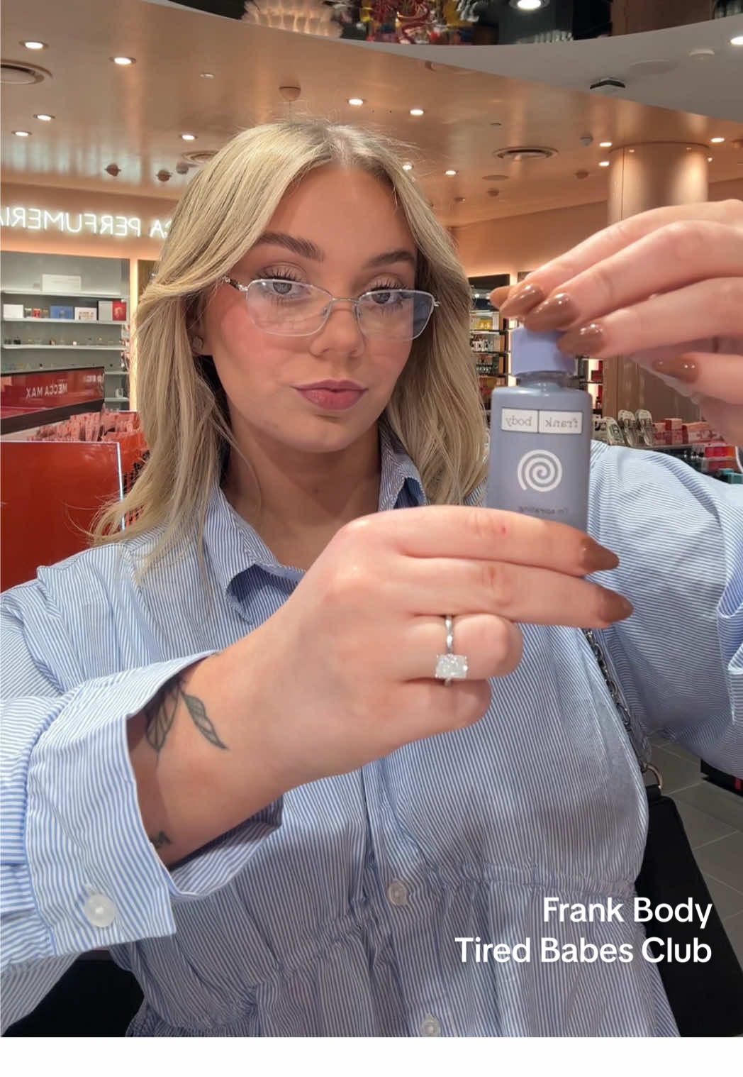 TikTok post by @shessosavvy_ for Frank Body. Caption reads: This one’s for all my tired babes 💜 @frank body....