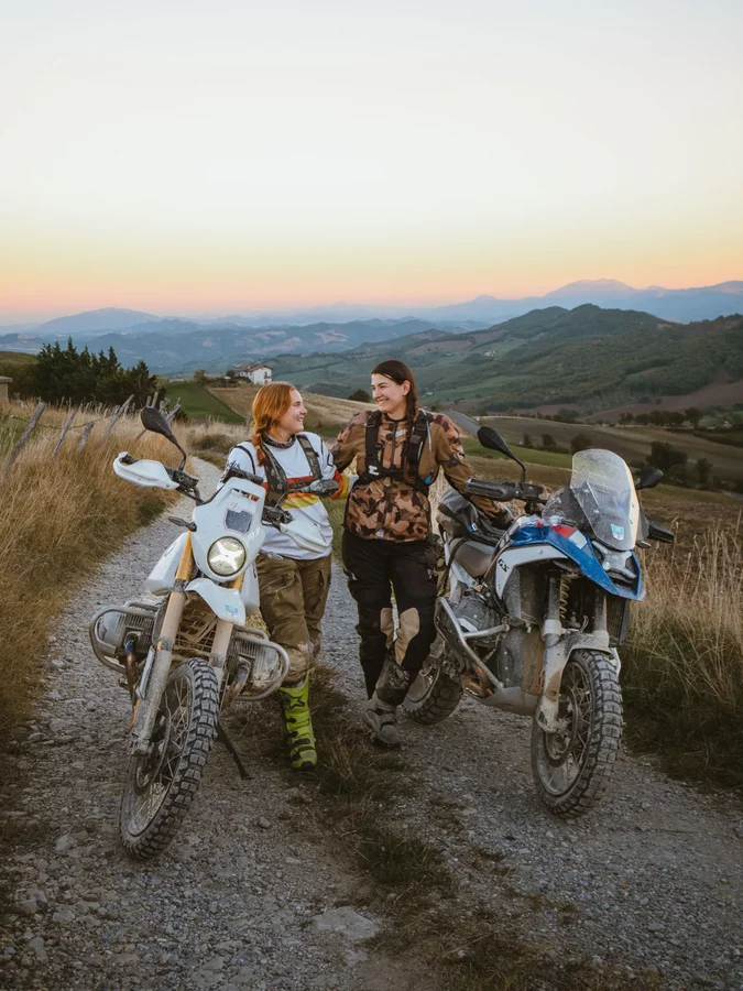 Instagram post by @vanessaofftheroad for BMW Motorrad. Caption reads: [...] and incredible food! 🇮🇹🤘🏼 Ad....