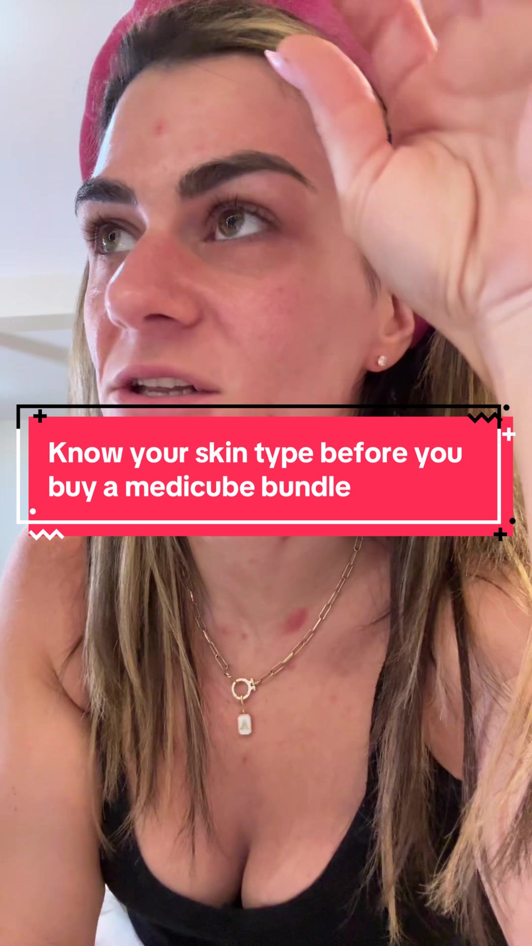 TikTok post by @spacecadetmomma for Medicube. Caption reads: [...] type before you choose a skin care.....